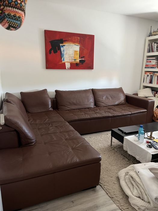 Sofá grande à medida de cabedal castanho - Bo Concept