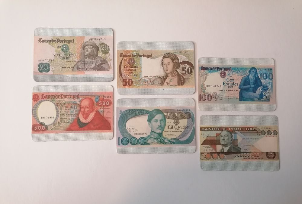 Colecção de 6 calendários numerados das notas de escudo portuguesas