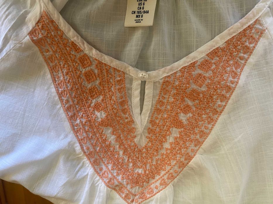 Biała bluza z pomarańczowym Haftem H&M S