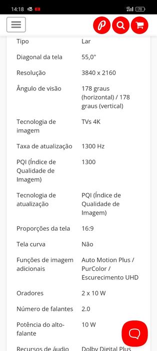 Tv Samsung 55"mais suporte para parede