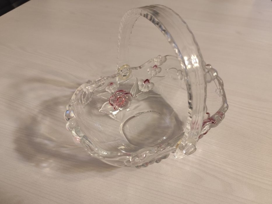 Szklany koszyczek patera Walther Glas Carmen Rose vintage 20 cm