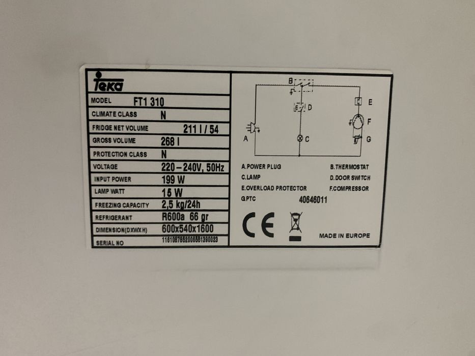 Frigorifico Teka 268 litros