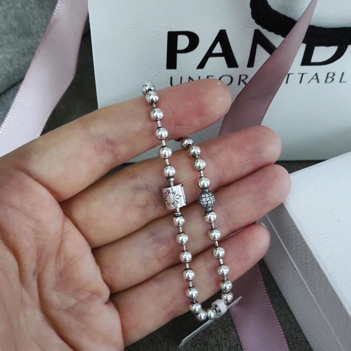 Браслет бангл відкритий намистинами Пандора колье