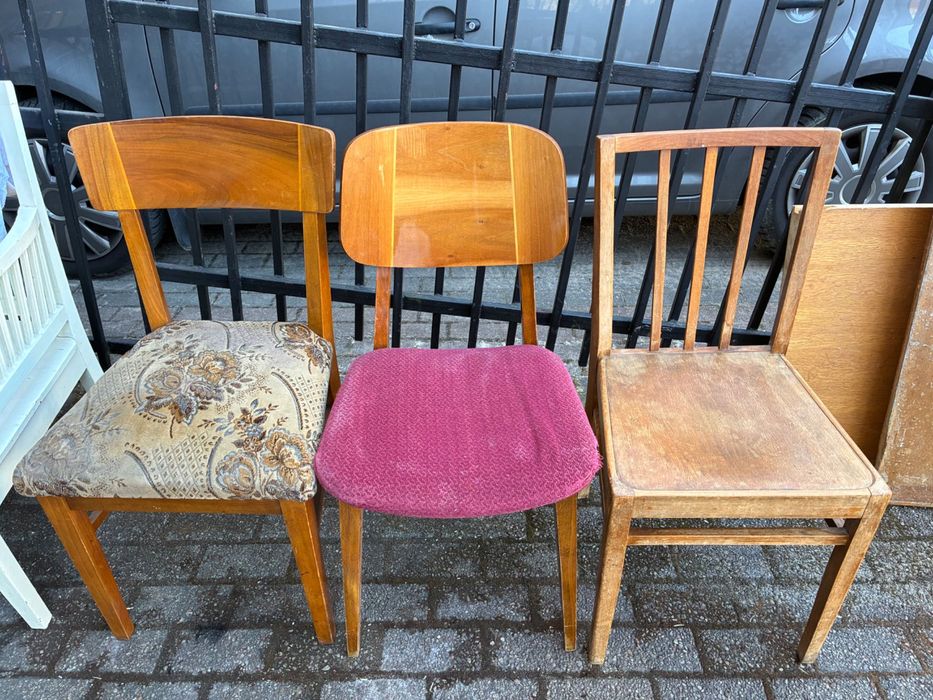 Krzesła PRL stare do renowacji 3 szt.