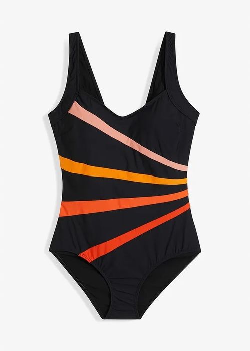 B.P.C kostium jednoczęściowy czarny w pomarańczowe paski 46.