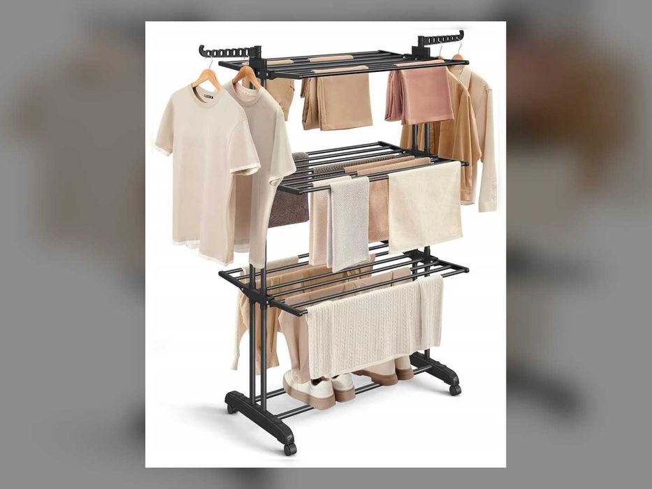 Nowa Suszarka Na Pranie Stojąca Składana Na Kółkach XXL 120 Cm