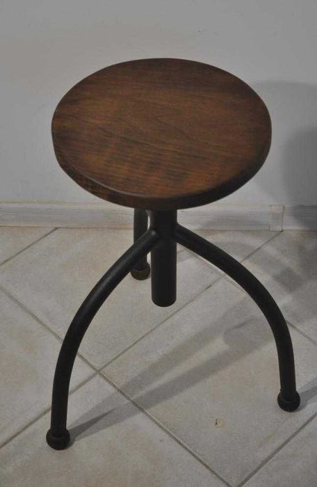Stary stołek warsztatowy PRL, obrotowy, hoker. loft, industrialny