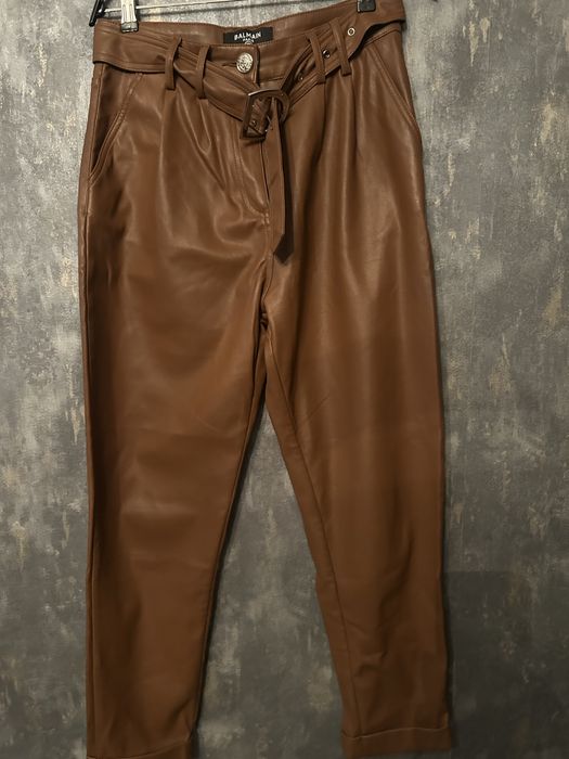 Spodnie skora ekologiczna Balmain z paskiem r.27