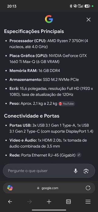 Portátil ASUS rog para pecas