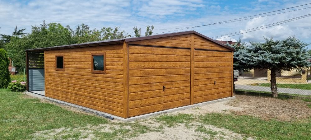 Garaze blaszaki garaz Drewnopodobny złoty dąb