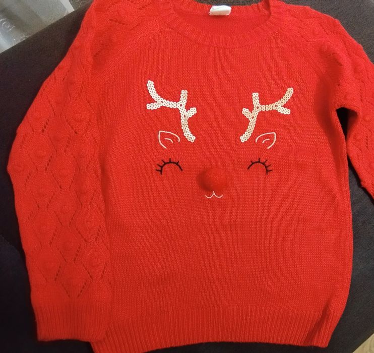 Sweter świąteczny w kolorze czerwonym roz. 140