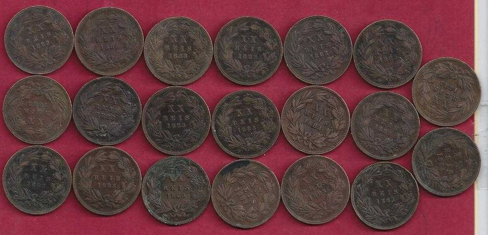 Portugal  Monarquia  D.  Luis I   XX  Reis  1883  Cobre   20  Moedas