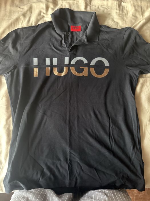 Polo HUGO (Hugo Boss) Preto com Logótipo Grande - Regular Fit