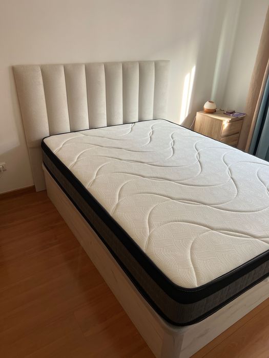 Cama com arrumação + colchão 140 cm – Como novo!
