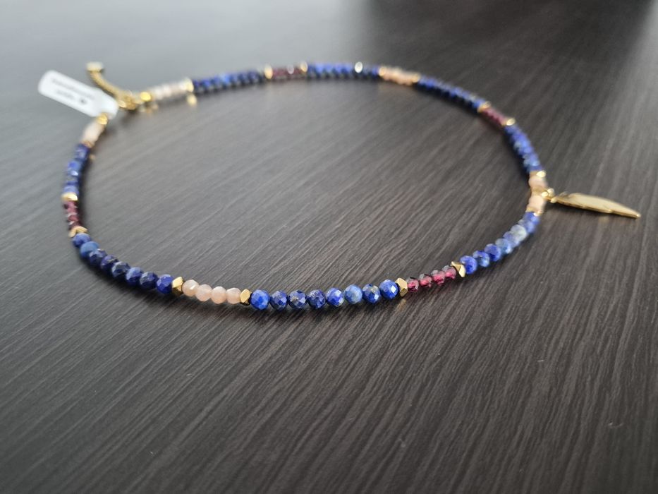 Naszyjnik choker lapis lazuli granat kamień słoneczny