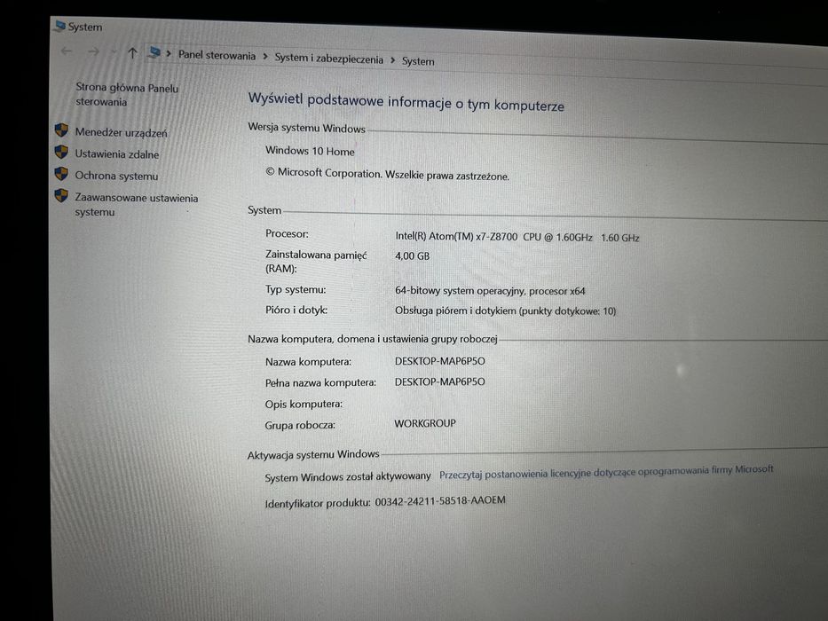 Microsoft Surface 3 Model: 1645 128GB Srebrny 4GB Ram win10 uszk dotyk