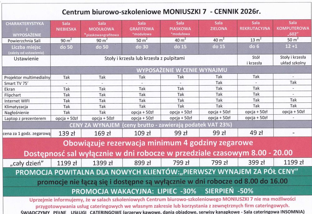 sala szkoleniowa 40m2 centrum Katowic Moniuszki 7 catering rabaty :)