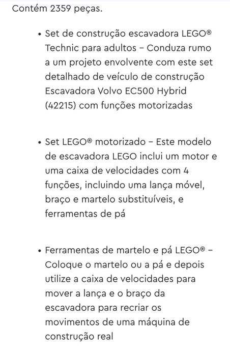 Lego- Escavadora Volvo EC500 hybrid