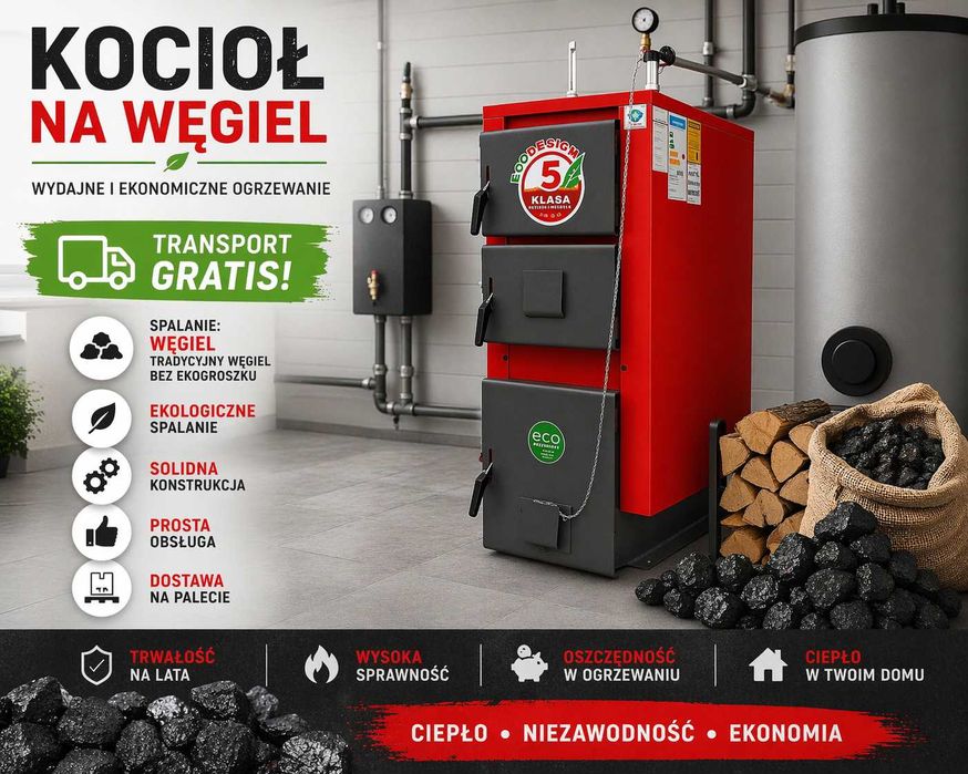 kotły NA DREWNO WĘGIEL  piec 10kw do 120m2 piece ZASYPOWE kocioł z DOSTAWA 0zł feniks uni 5 klasa Ecodesign  producent Pleszew