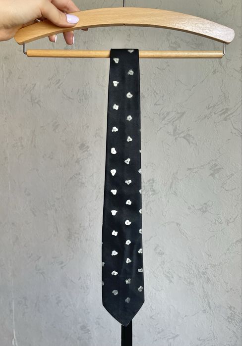 Krawat czarny białe kwiatki black tie floral