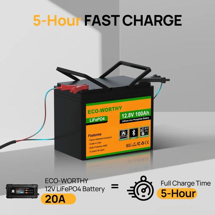 ‼️В НАЯВНОСТІ, ЛИШЕ ОПТ‼️ Акумулятор LiFePO4 12V 100Ah Eco-Worthy Bluetooth