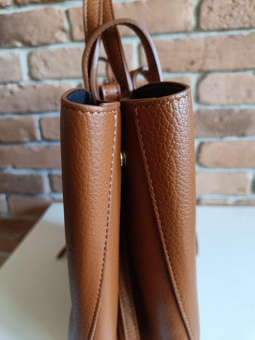 Torebka włoska skóra naturalna na ramię i do ręki brązowa