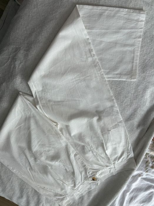 Białe świetne spodnie prosta nogawka L XL 40 len bawełna
