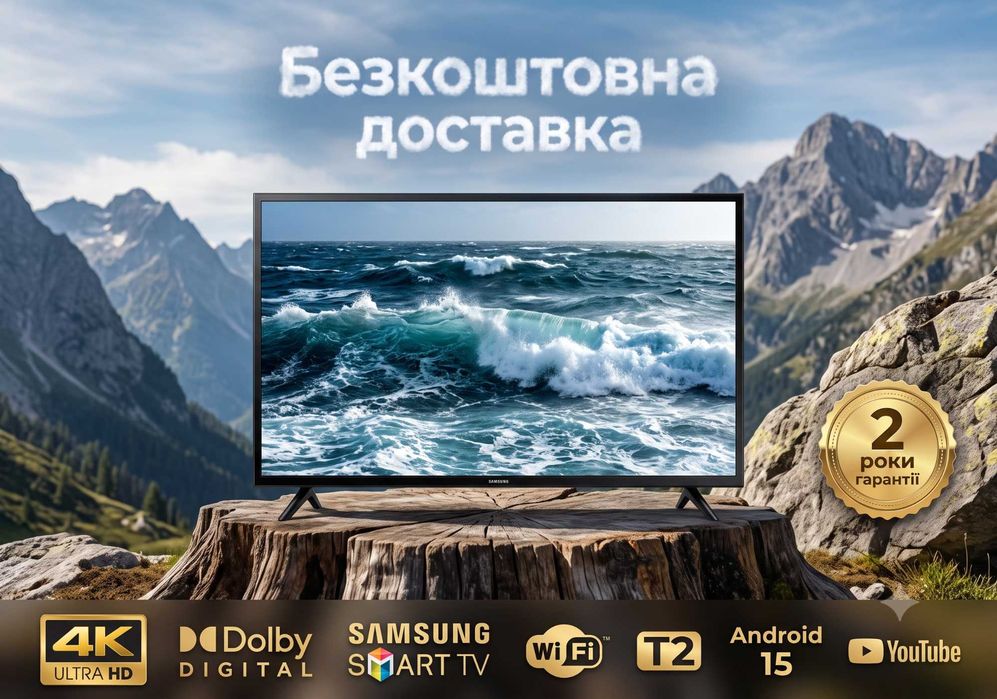 Смарт телевизор Самсунг 24 32 34 42 40 42 43 45 50 56 дюйма Т2 4К LED WiFi Андроид 15