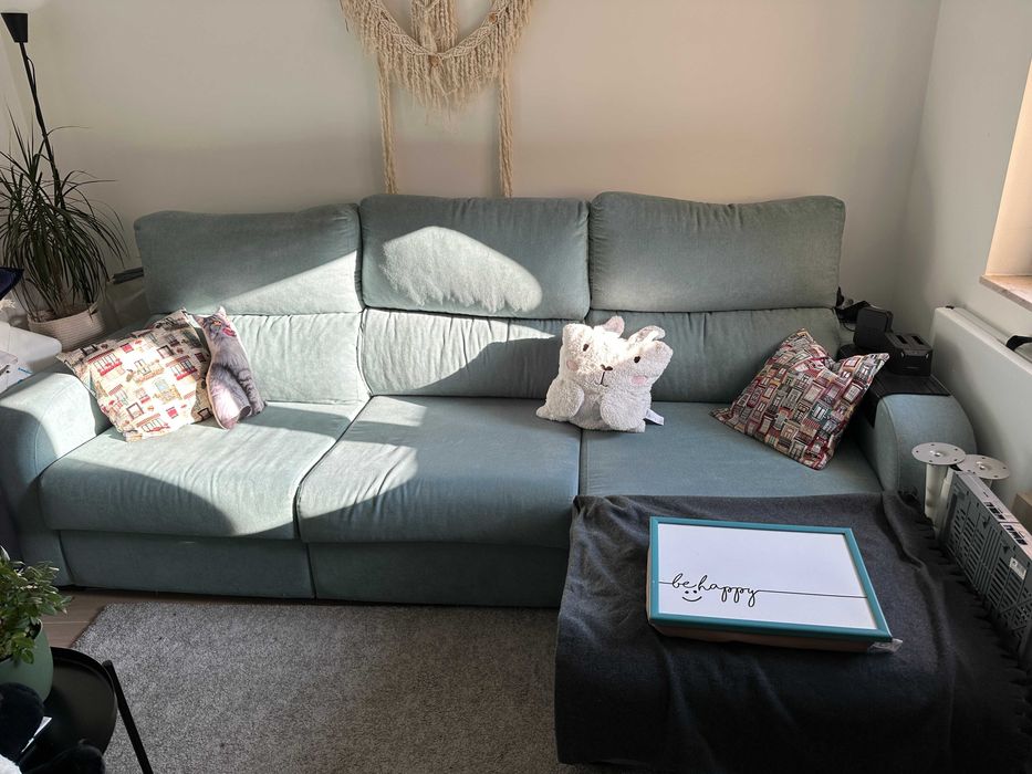 Sofá chaise longue com 3 lugares & cama & com arrumação