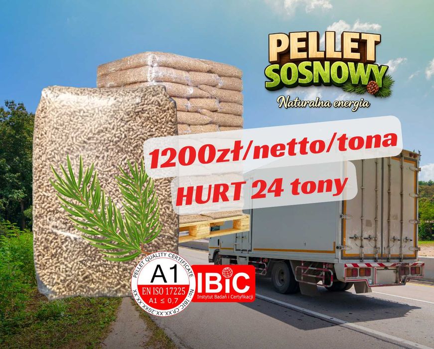 Wysokiej jakości Pellet Sosnowy - Paleta 1005 KG 67 Worków x 15Kg - Polska Produkcja