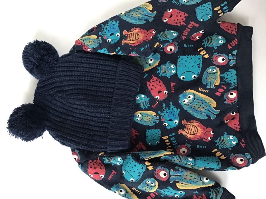 Zestaw Bluza i spodnie Monter + szaliczek + czapka rozm. 92 cm