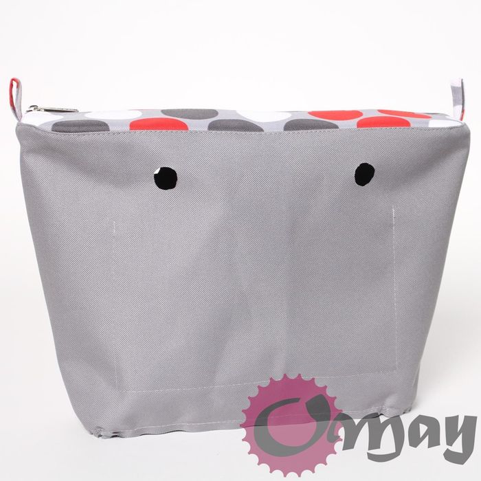 Szary organizer do OBAG STANDARD grochy czerwone 2 kieszenie OMAY