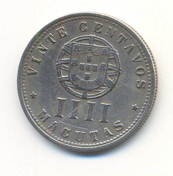 Moeda de IIII Macutas ( Vinte Centavos ) Angola 1927
