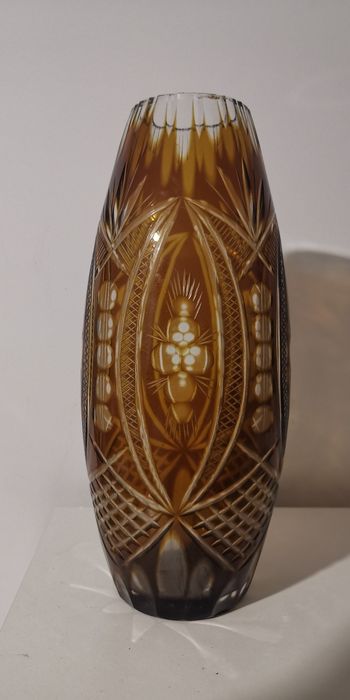 Wazon kryształ miodowy hortensja 30,5cm