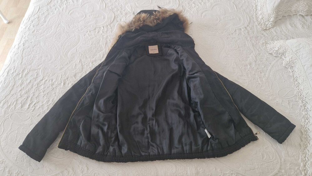 Casaco acolchoado preto, tamanho S