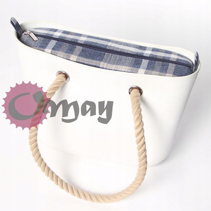 Granatowy organizer do OBAG MINI krata granat beżowa wkład OMAY