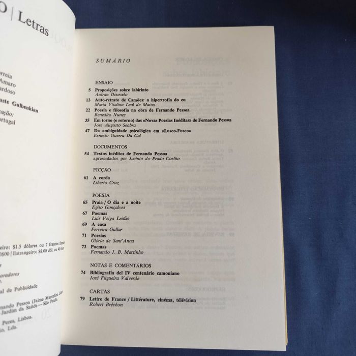 Revista Colóquio Letras 20 - Julho 1974