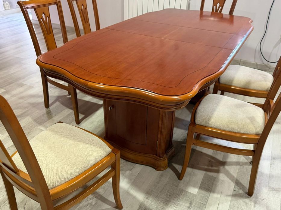 Mesa jantar em madeira maciça nogueira