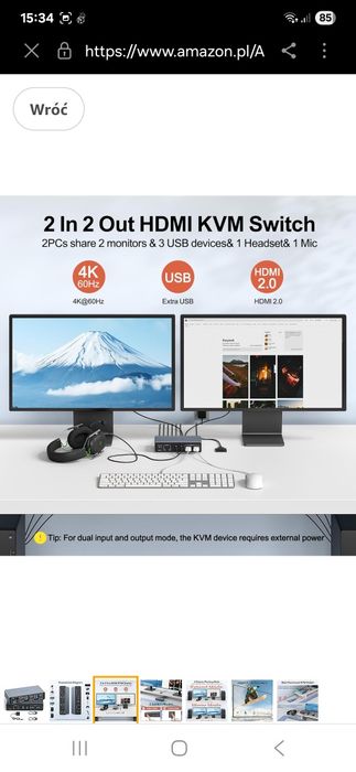 Przełącznik KVM HDMI USB 3.0 marki Alxum