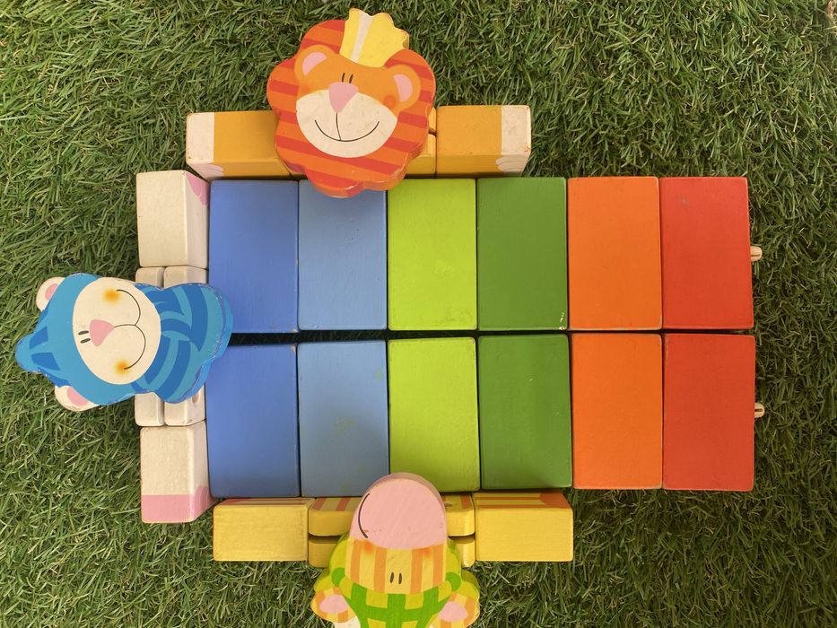 Comboio em madeira animais construtor divertido animais Montessori