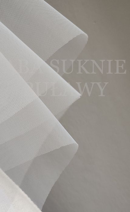 Nowy welon ślubny gładki 60/80 cm. Tiul muślinowy. Biały