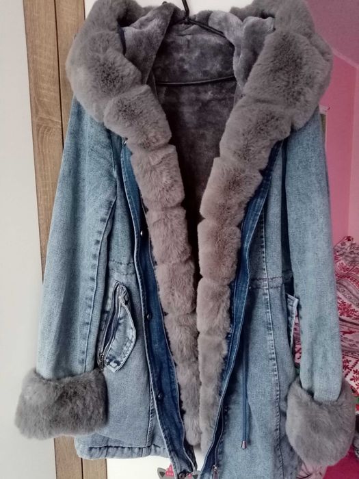Płaszczyk zimowy, jeansowy xl