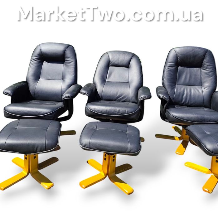 Кожаное, шкіряний комплект крісло-реклайнер+пуф( 010507 )