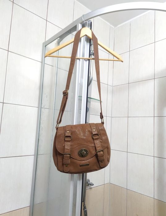 klasyczna torba Kangol torebka z eko skóry ekologicznej brązowa jasna