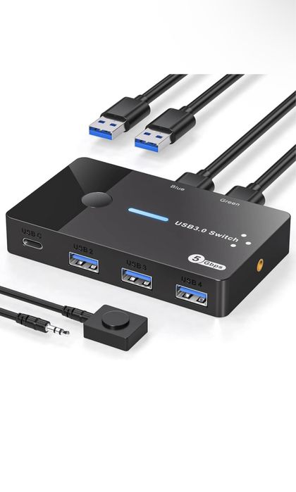 USB 3.0 комутатор для двох комп'ютерів, що спільно використовують пристрої USB C та USB A
