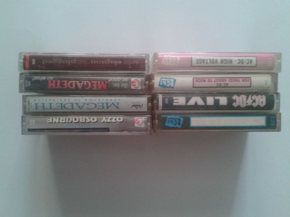 Zestaw kaset magnetofonowych/AC-DC,Megadeth,Ozzy,Clapton/