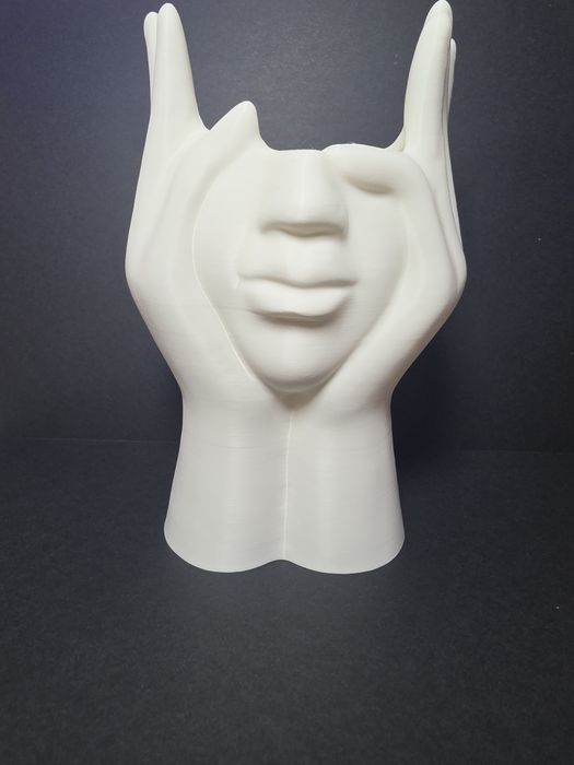 Nowoczesny Wazon "Ciche Spojrzenie" . Twarz w Dłoniach 3D. Abstrakcja