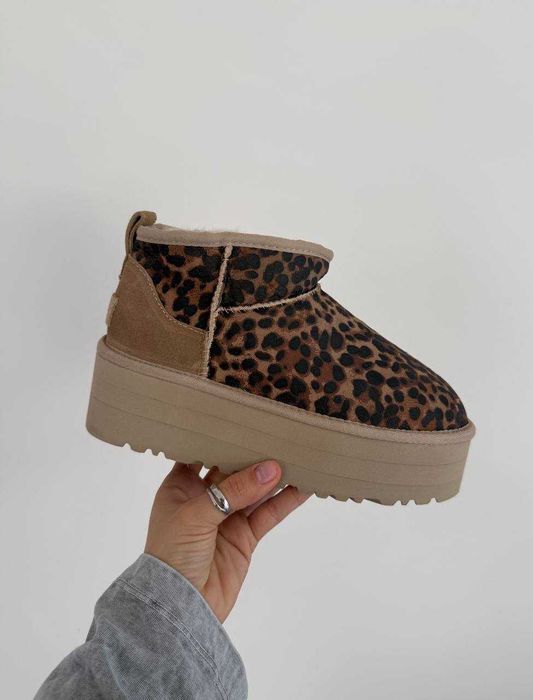 Уггі UGG Ultra Mini Platform Leopard premium натуральні замш і овчина
