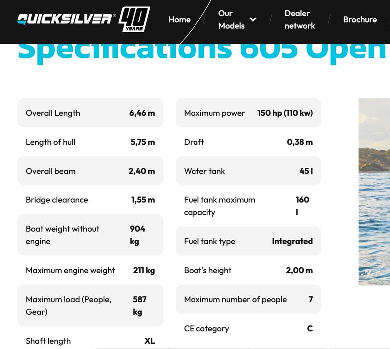 Quicksilver 605 Open Pack Smart NOVO