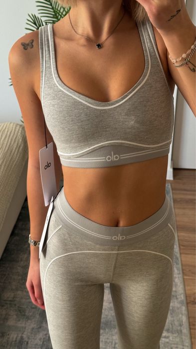 Комплект Alo Yoga Alosoft (ОРИГІНАЛ) топ і легінси сірий